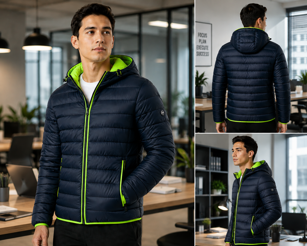 Chaqueta Acolchada Masculina con Capucha REF107 | Dotación Empresarial